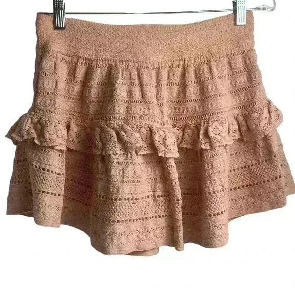 Aerie Women's M Light Pink Lace Ruffle Mini Skirt Summer Casual NWT - Picture 1 of 12